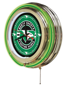 North Dakota Fighting Hawks Double Neon Wall Clock - 15"