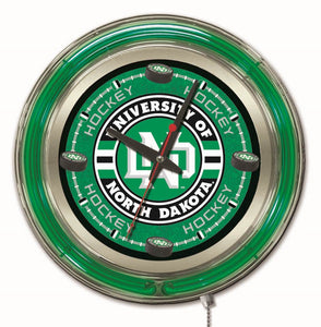 North Dakota War Hawks Hockey Double Neon Wall Clock - 15 "