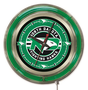 North Dakota Fighting Hawks Double Neon Wall Clock - 15 "