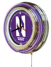 Northwestern Wildcats Double Neon Wall Clock - 15"