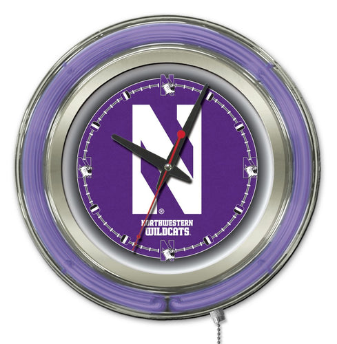 Northwestern Wildcats Double Neon Wall Clock - 15 