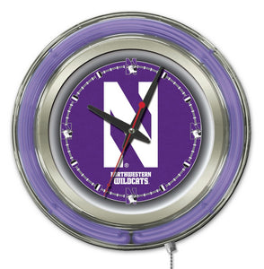 Northwestern Wildcats Double Neon Wall Clock - 15 "
