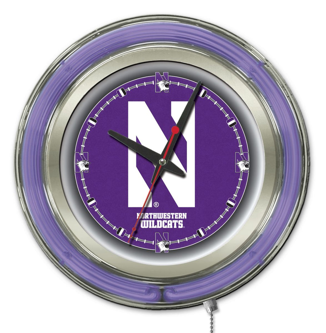 Northwestern Wildcats Double Neon Wall Clock - 15 