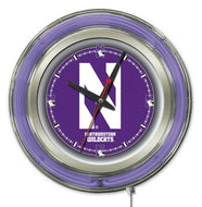 Northwestern Wildcats Double Neon Wall Clock - 15 "