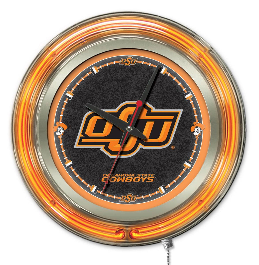 Oklahoma State Cowboys Double Neon Wall Clock - 15 