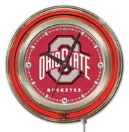 Ohio State Buckeyes Double Neon Wall Clock - 15 "