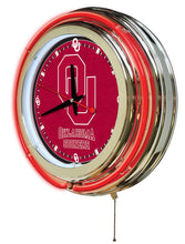 Oklahoma Sooners Double Neon Wall Clock - 15"