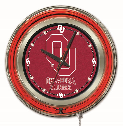 Oklahoma Sooners Double Neon Wall Clock - 15 