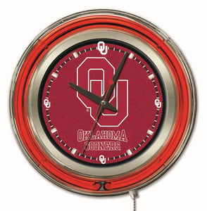 Oklahoma Sooners Double Neon Wall Clock - 15 "