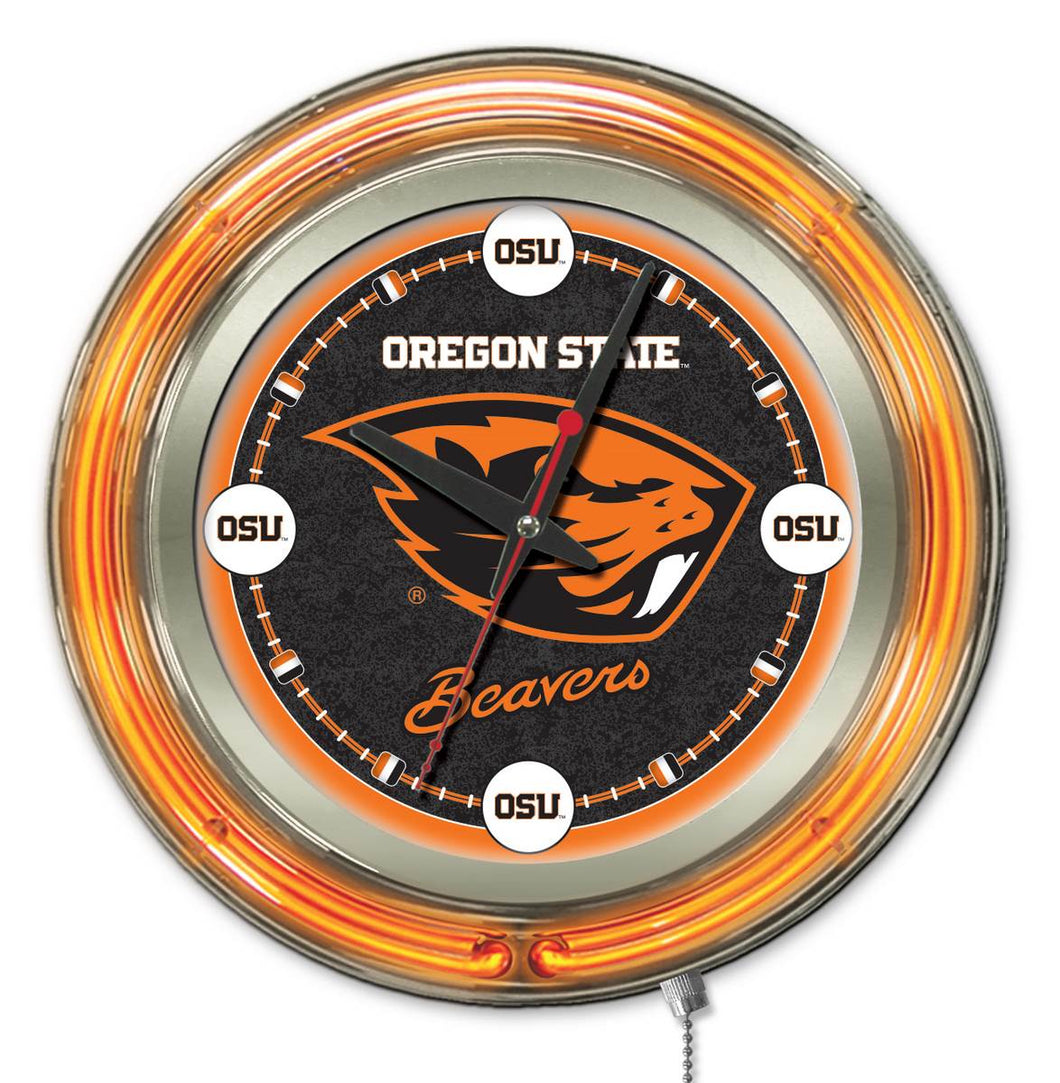 Oregon State Beavers Double Neon Wall Clock - 15 