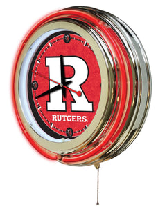 Rutgers Scarlet Knights Double Neon Wall Clock - 15"