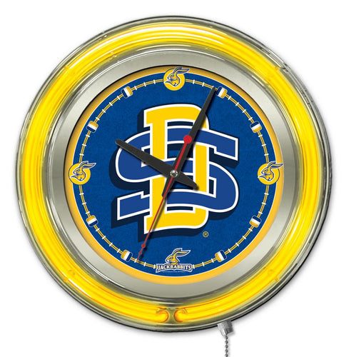 South Dakota State Jackrabbits Double Neon Wall Clock - 15 