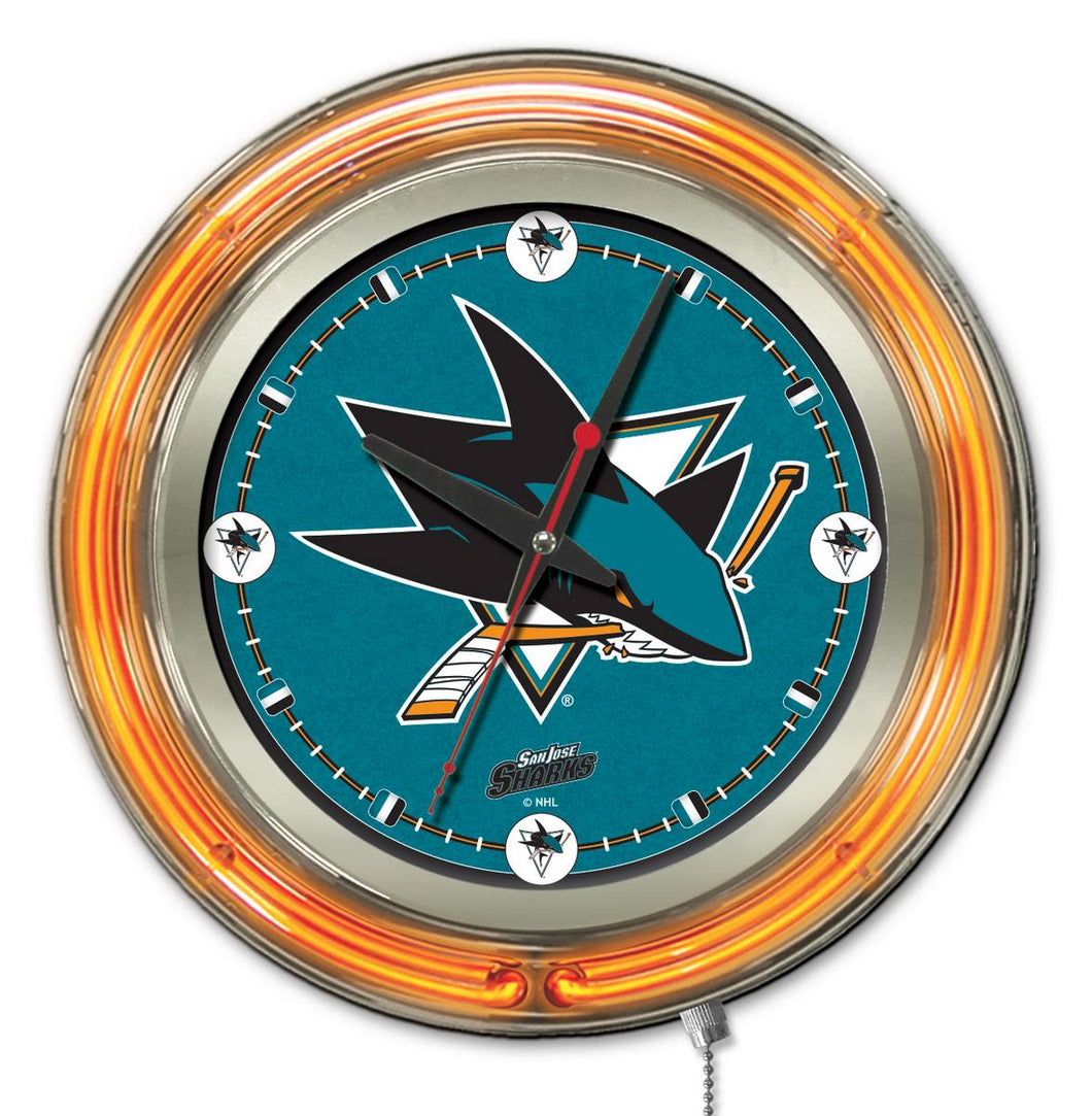 San Jose Sharks Double Neon Wall Clock - 15 