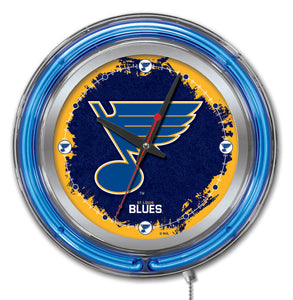 St. Louis Blues Double Neon Wall Clock - 15 "