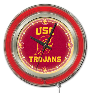 USC Trojans Double Neon Wall Clock - 15 "