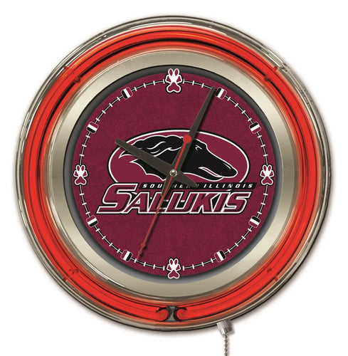 Southern Illinois Salukis Double Neon Wall Clock - 15 