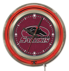 Southern Illinois Salukis Double Neon Wall Clock - 15 "