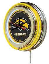 Southern Mississippi Golden Eagles Double Neon Wall Clock - 15"