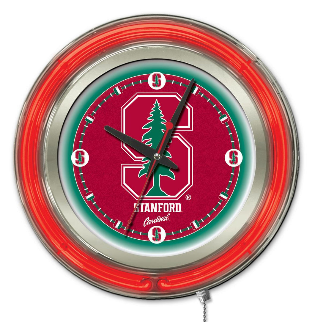 Stanford Cardinal Double Neon Wall Clock - 15 