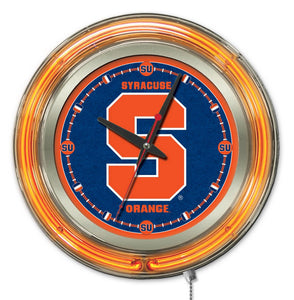 Syracuse Orange Double Neon Wall Clock - 15 "