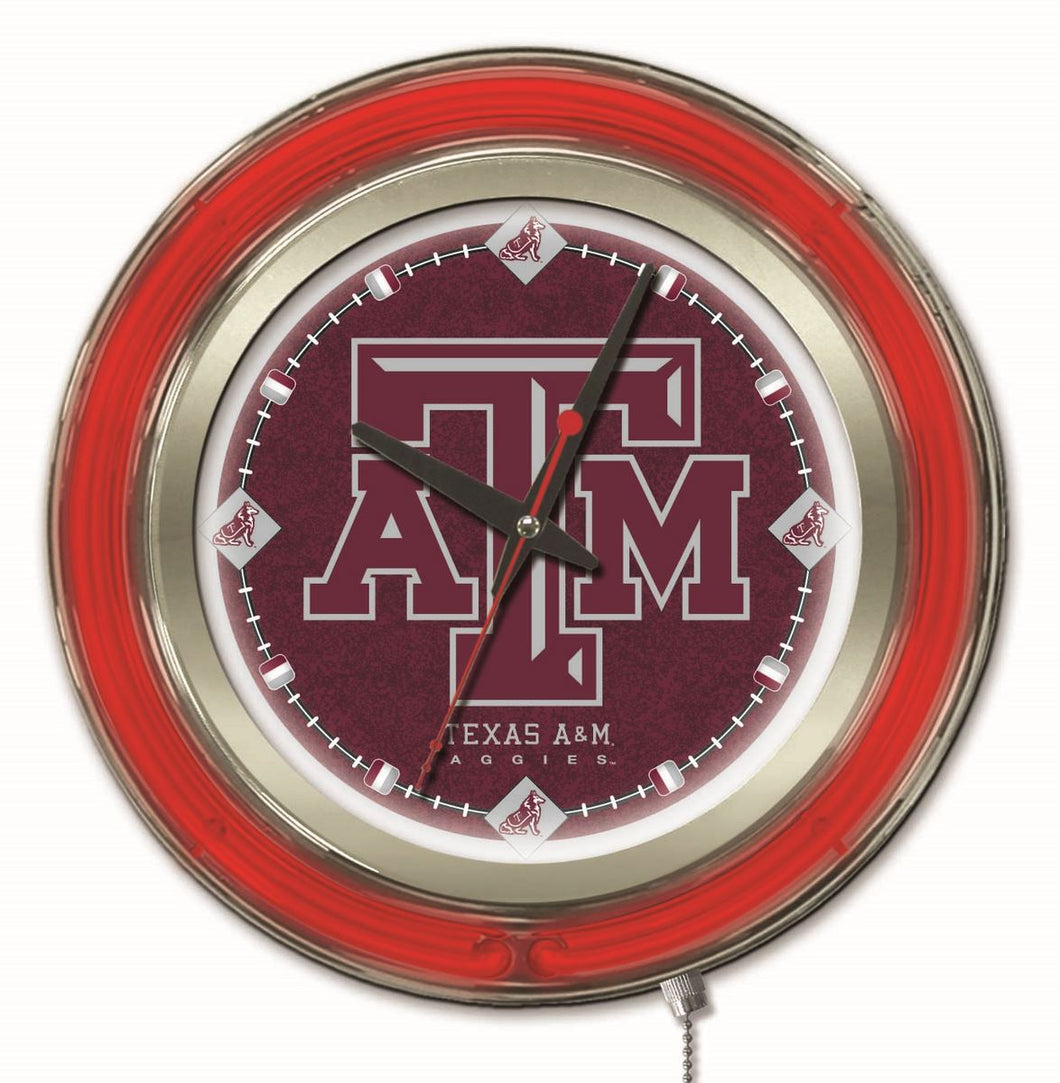 Texas A&M Aggies Double Neon Wall Clock - 15 