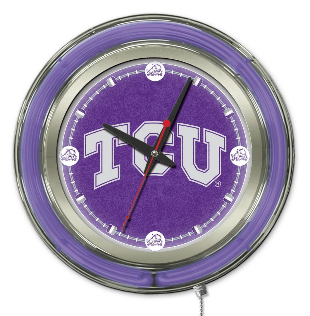 TCU Horned Frogs Double Neon Wall Clock - 15 