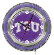 TCU Horned Frogs Double Neon Wall Clock - 15 "