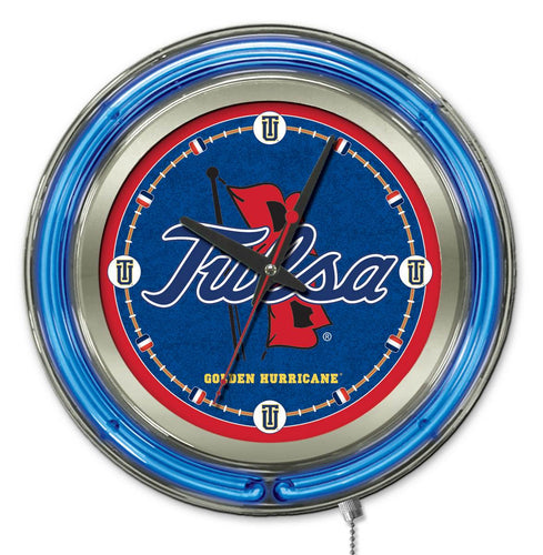  Tulsa Golden Hurricane Double Neon Wall Clock - 15 