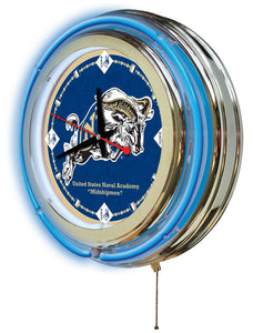 Navy Midshipmen Double Neon Wall Clock - 15"