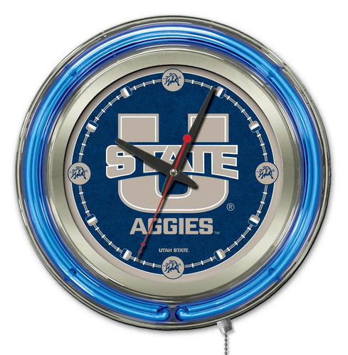 Utah State Aggies Double Neon Wall Clock - 15 