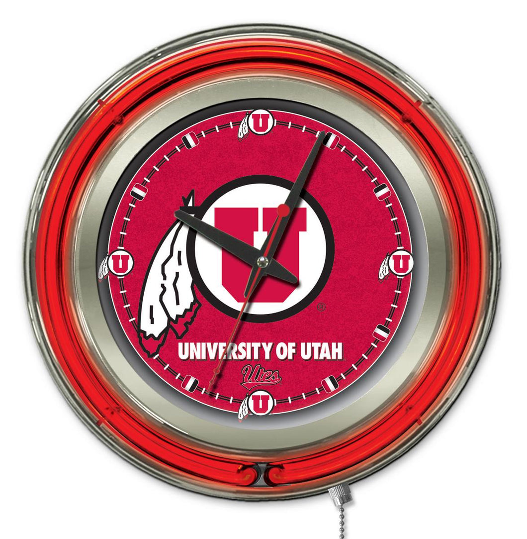 Utah Utes Double Neon Wall Clock - 15 