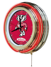 Wisconsin Badgers Double Neon Wall Clock - 15"