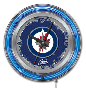 Winnipeg Jets Double Neon Wall Clock - 15 "