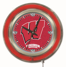 Wisconsin Badgers W Double Neon Wall Clock - 15 "
