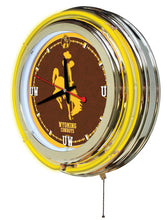 Wyoming Cowboys Double Neon Wall Clock - 15"