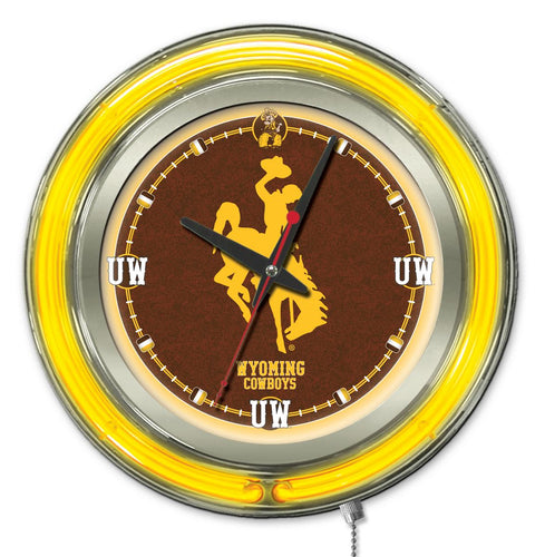 Wyoming Cowboys Double Neon Wall Clock - 15 