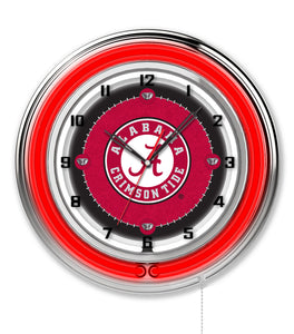 Alabama Crimson Tide Script A Double Neon Wall Clock - 19"