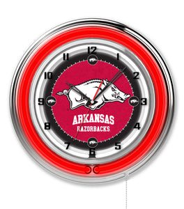 Arkansas Razorbacks Double Neon Wall Clock - 19"