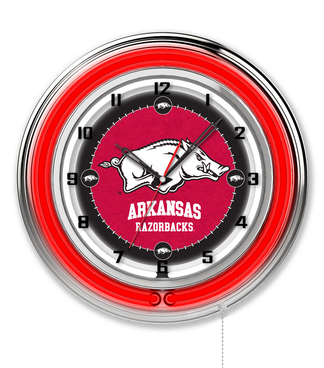 Arkansas Razorbacks Double Neon Wall Clock - 19