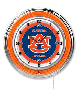 Auburn Tigers Double Neon Wall Clock - 19"