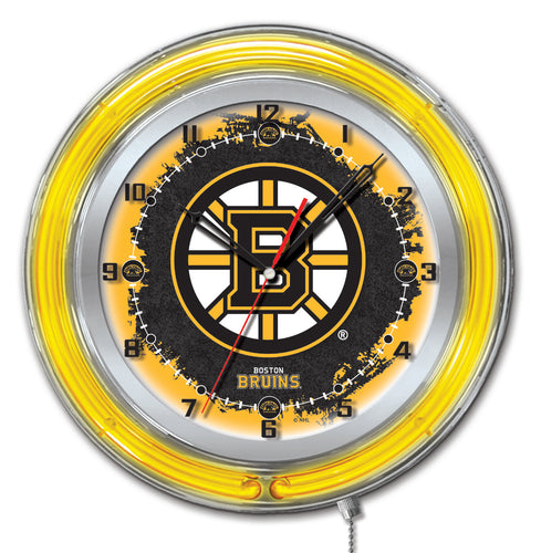 Boston Bruins Double Neon Wall Clock - 19 