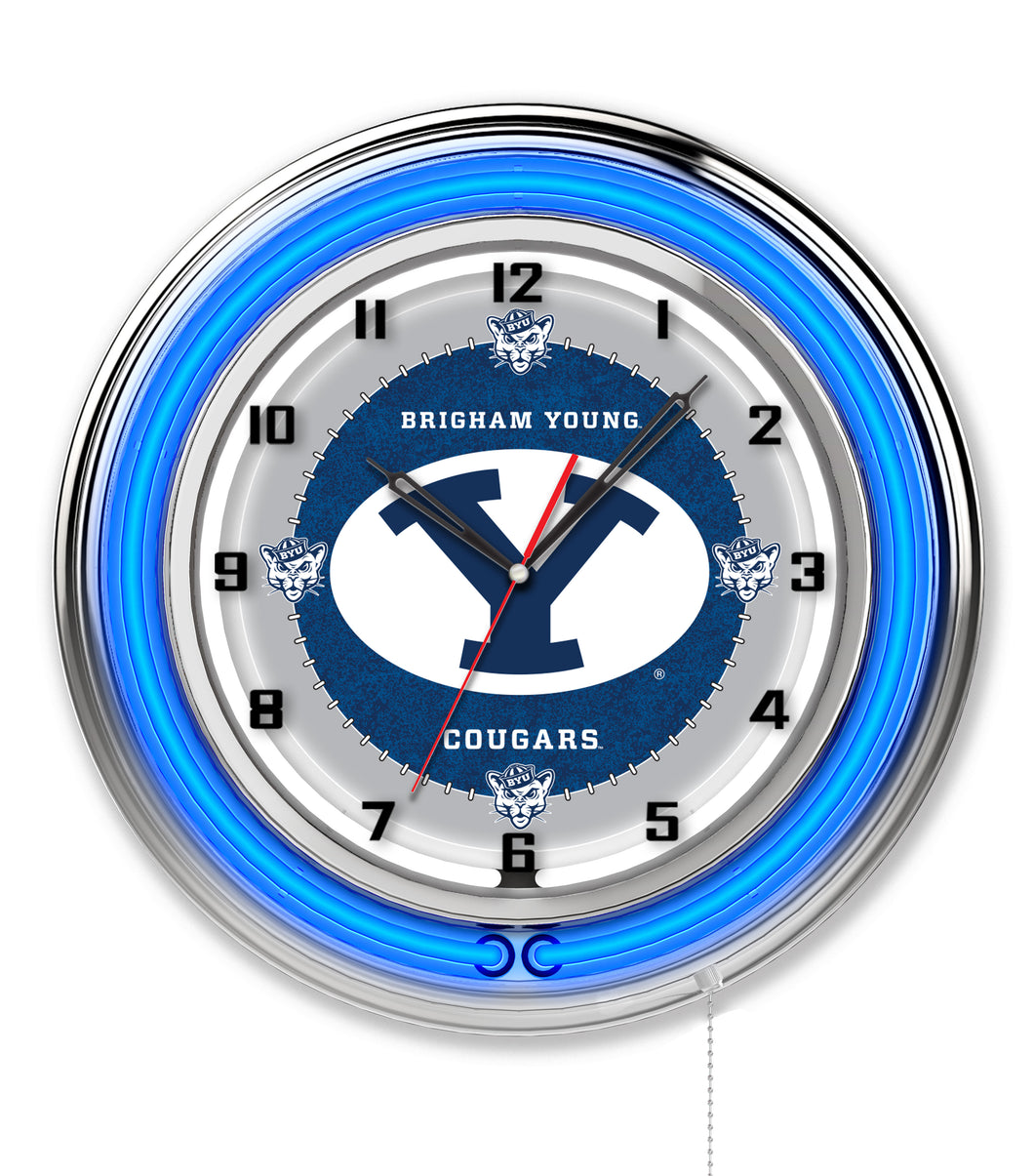 Brigham Young Cougars Double Neon Wall Clock - 19