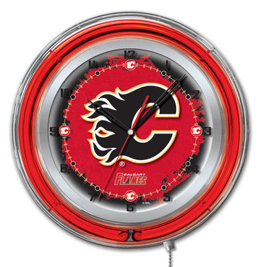 Calgary Flames Double Neon Wall Clock - 19 