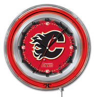 Calgary Flames Double Neon Wall Clock - 19 "