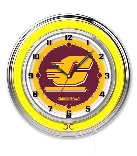 Central Michigan Chippewas Double Neon Wall Clock - 19
