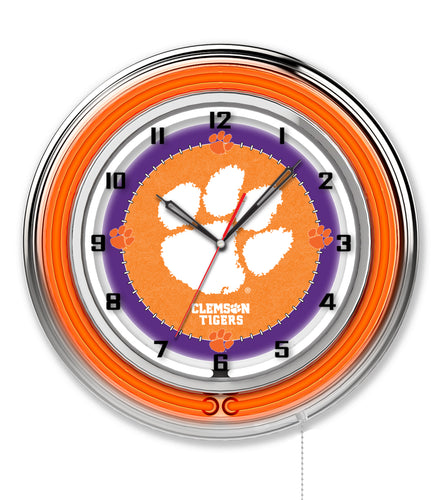 Clemson Tigers Double Neon Wall Clock - 19