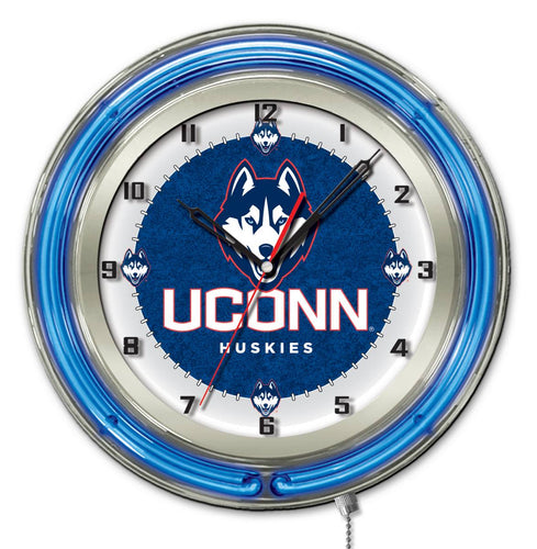 Connecticut Huskies Double Neon Wall Clock - 19