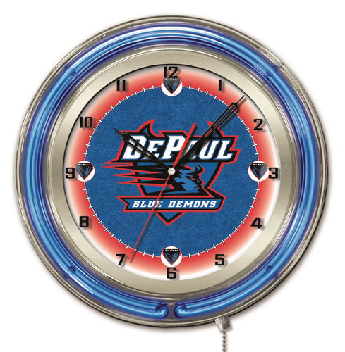DePaul Blue Demons Double Neon Wall Clock - 19