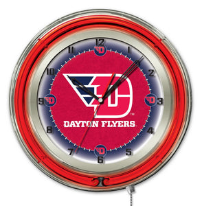 Dayton Flyers Double Neon Wall Clock - 19"