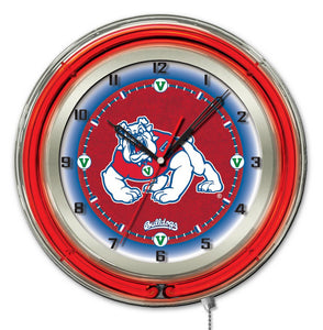 Fresno State Bulldogs Double Neon Wall Clock - 19"